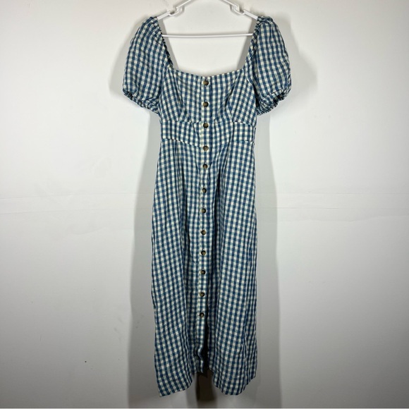 Boden Square Neck 100% Linen Midi Dress Size US 12 - Picture 3 of 11